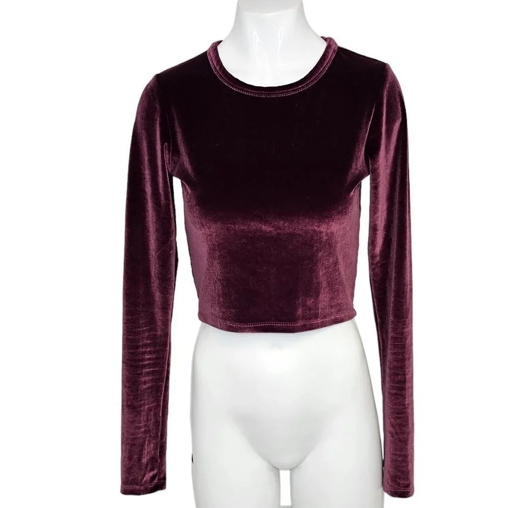 Aritzia Wilfred  Free Velvet Long Sleeve Crop Top Size Small